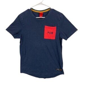 Nike Single Stitch Shirt Men’s Size M Navy Blue FCB Embroidered Pocket‎ Tee